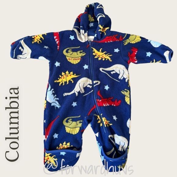 Columbia Dinosaur Fleece Bunting - Size 6 Months - Picture 1 of 8